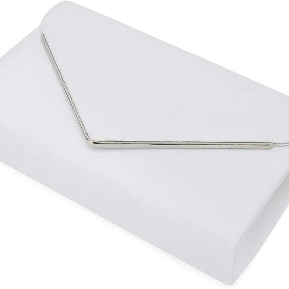 Faux Suede Clutch Bag Elegant Metal Binding Evening Purse for Wedding/Prom/Black - Picture 5 of 6